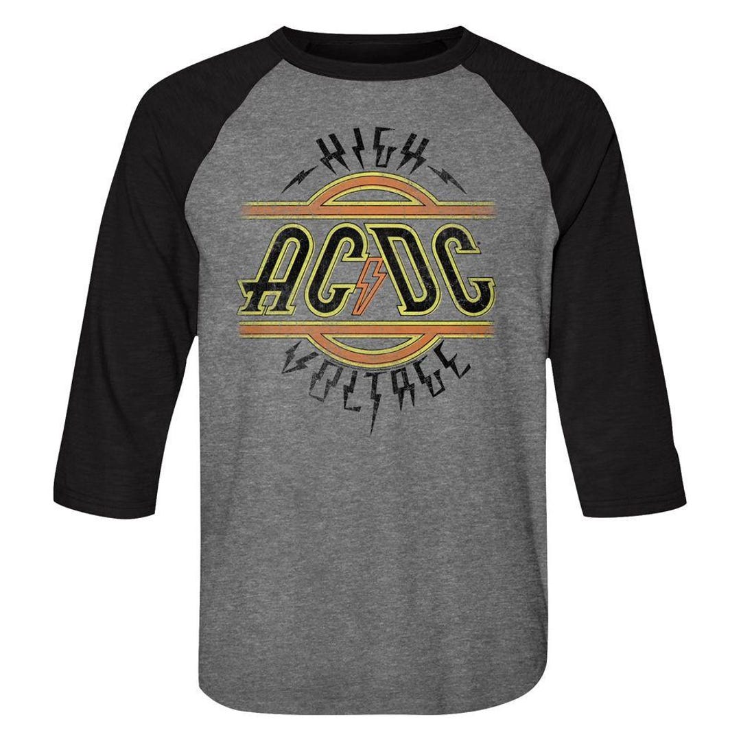 AC/DC High Voltage Premium Heather/vintage Black Adult Raglan Baseball ...
