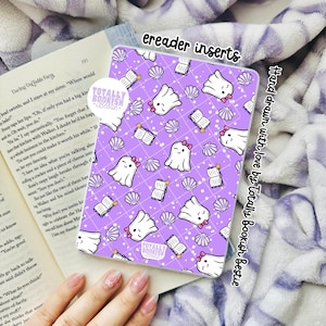 Hand Drawn Bookish Summerween Ghostie Vibes Ereader Inserts, Cardstock or Laminate Options