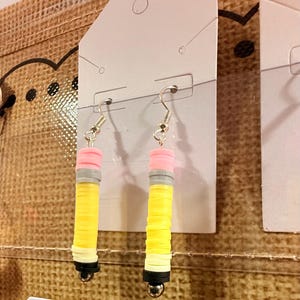Handmade Heishi Bead Pencil Earrings