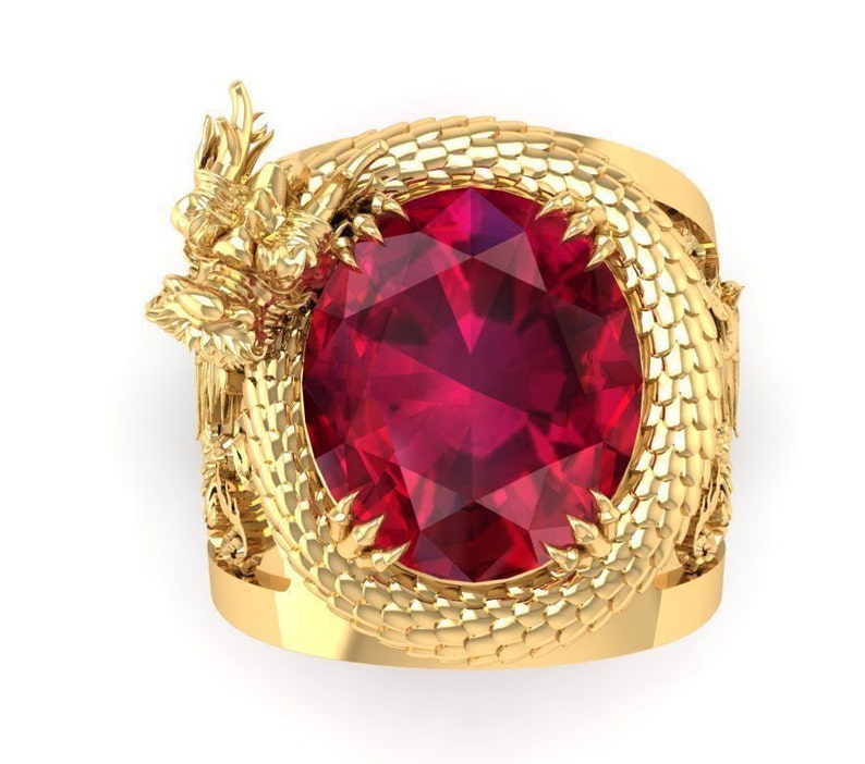 14k yellow gold over diamond dragon ring ruby diamond dragon ring ruby diamond charm ring gift for him