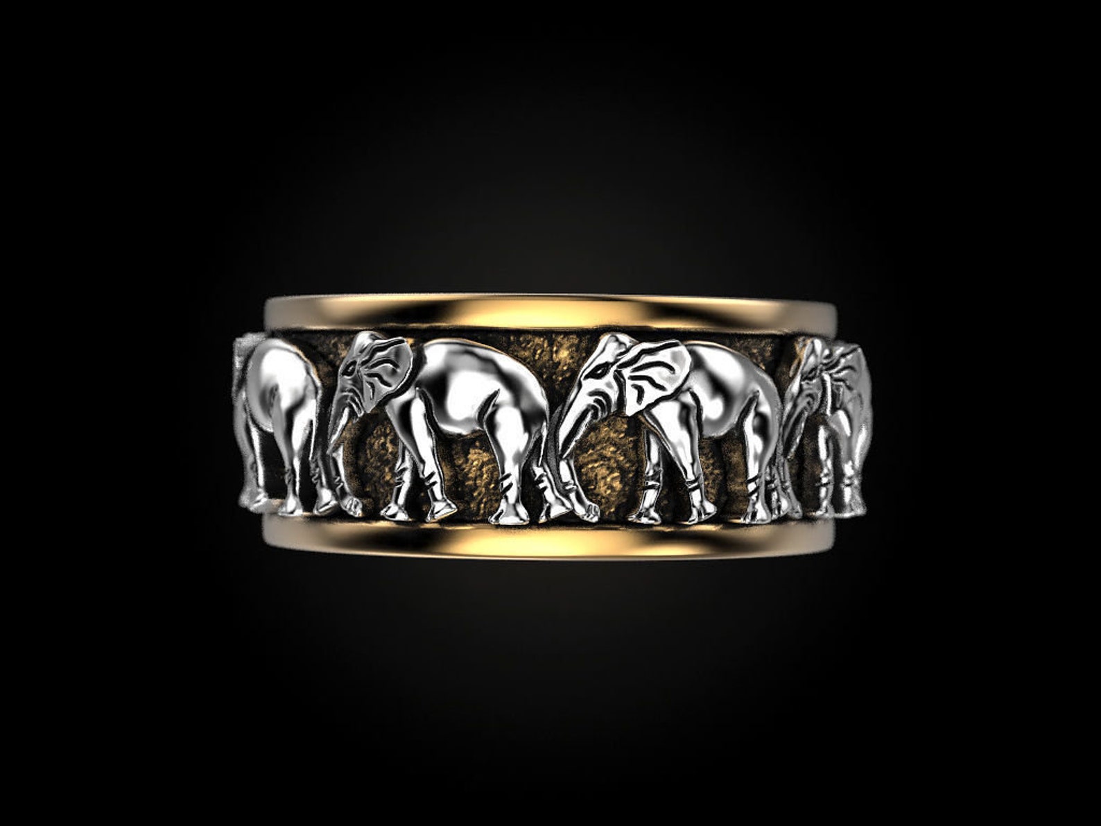 14k Gold Over Elephant Ring Animal Ringmen Elephant Ring Etsy UK