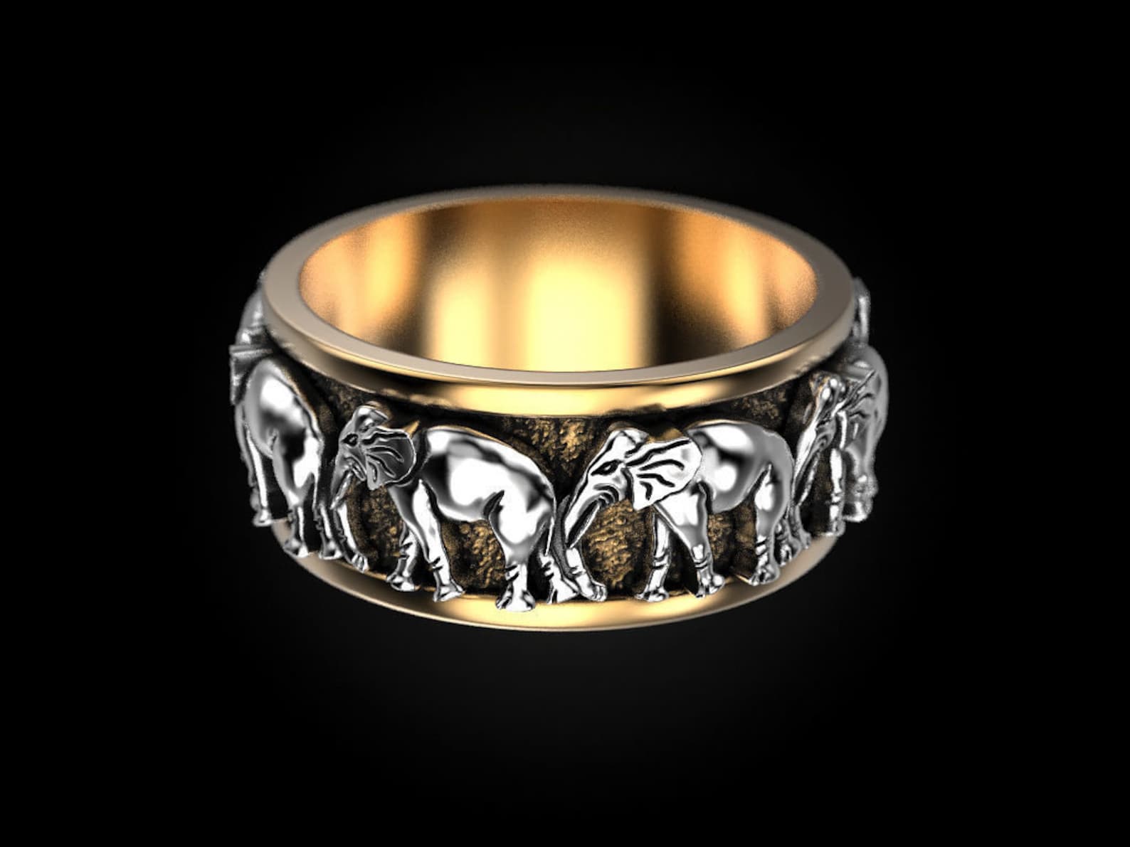 14k Gold Over Elephant Ring Animal Ringmen Elephant Ring Etsy UK