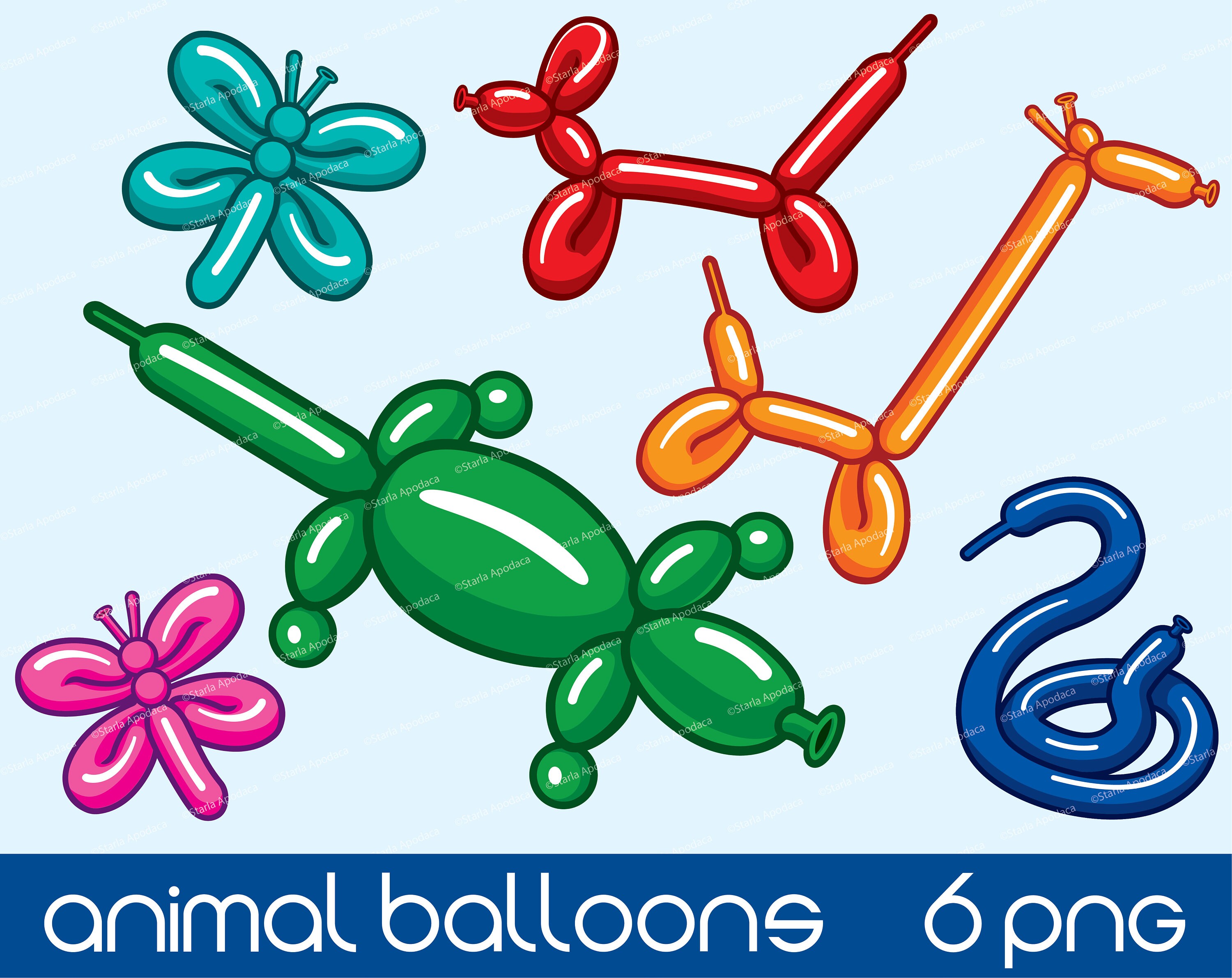 Balloon Animal Clip Art PNG with Limited Commercial Use | Etsy