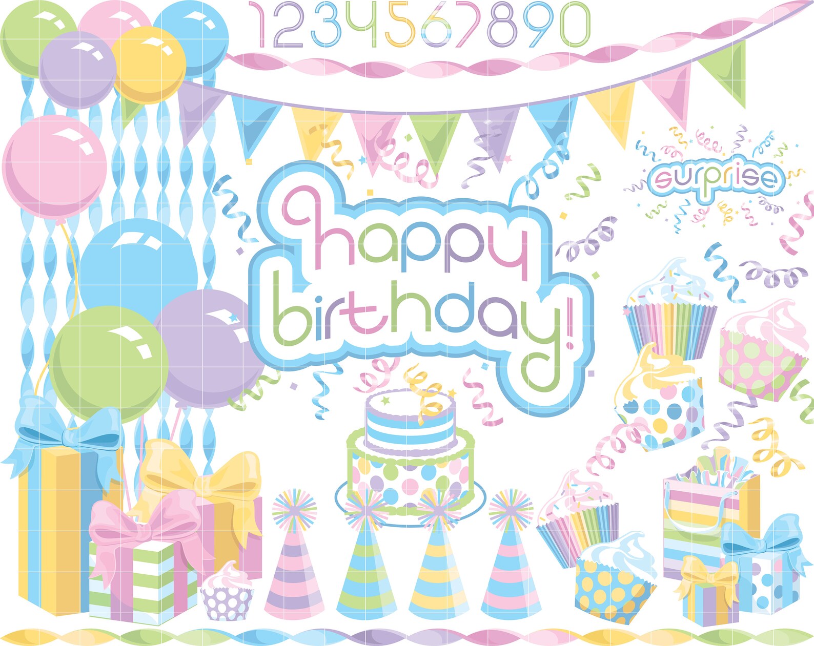 Pastel Birthday Party Clip Art 134 PNGs | Etsy