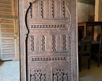 Custom Moroccan Wood Décor, Handmade Dark Brown Door with Fabulous Berber Design