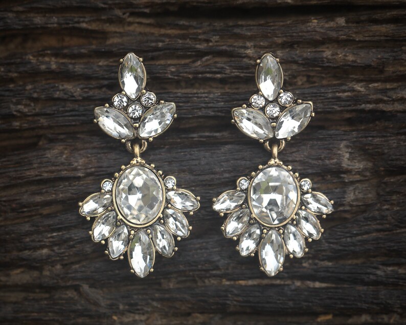 Boucles D'oreilles Clips Vintage à Cristaux - Couleur Argent, Lot Possible (offre 4=1 Gratuit)