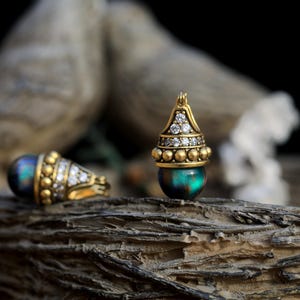 Art Deco Gold Tone Stud Earrings Antique Green Multicolor Faux Pearl 12mm Mini Gold Pearl Set CZ Vintage Wedding Style 1920s