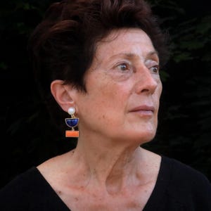 Ohrclips ohne Pierced Gold Art Deco Rund Rechteck Regenbogen Blau Orange Weiß Koralle Vintage Stil 1920er Jahre