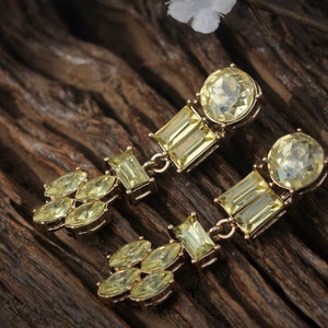 Boucles D'oreilles Clip Pinces Doré - Pendant Vert Noir Blanc - Sans Perçage - Neuf