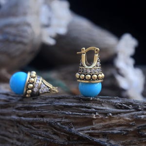 Art Deco Gold Tone Antiqued Glass Turquoise Pearl 12mm Mini Pearl Stud Earrings Set with CZ Vintage Wedding Style 1920s