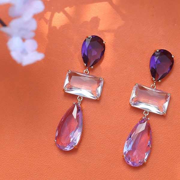 Boucles D'Oreilles à Clips Vintage Pendantes - Occasion - Détails Sur Les Photos