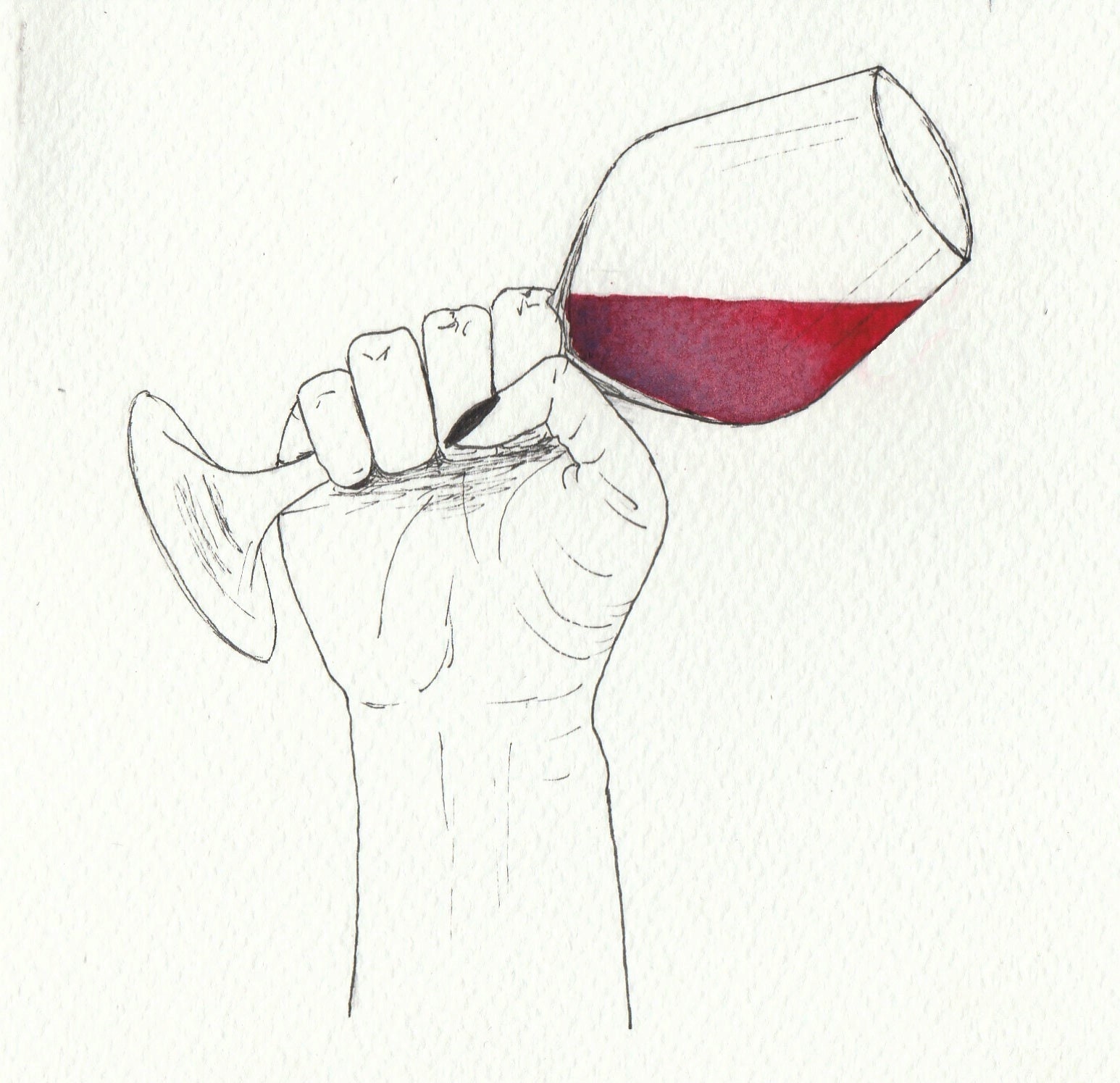 Illustration Fait Main Verre à Vin 18x24cm Wine Power