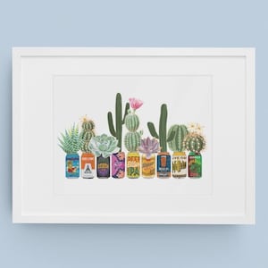 Texas Art, Texas Craft Beer Can Art Print with Cactus, Texas Art Print, Guy Apartment image 9