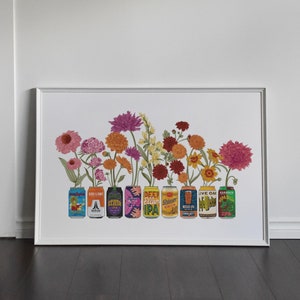 Texas Wall Art, Texas Art, Beer Art, Texas Wildflower Print, Texas Art Print, Texas Poster, Austin Texas Print, Texas Beer