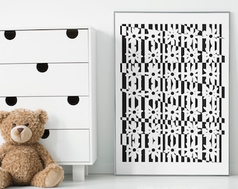 Arte mural gráfico en blanco y negro de Daisy