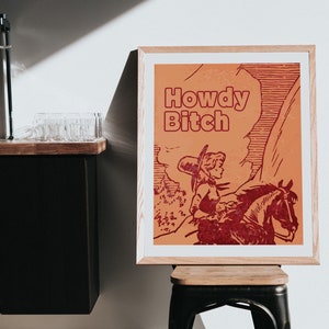 Howdy Print, Coastal Cowgirl Print, Girly Western Wall Art, Vintage Rodeo Poster, Cowgirl Decor