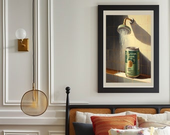 Shower Beer Art Print, First Apartment Gift, Bar Cart Prints, Beer Art, Vintage Beer Poster, Beer Print,