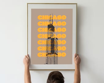 Chicago Poster, Chicago Print, Chicago Art, Chicago Skyline Wall Art, Chicago Artist Poster