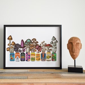 Mushroom Decor, Texas Beer, Beer Art, Mushroom Poster, Beer Poster, Texas Art