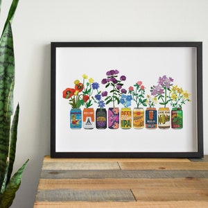 Texas Art, Texas Craft Beer Dosen als Boho Blumenvase, Texas Wildflower Print, Texas Art Print, Guy Apartment