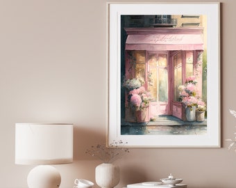 Parisian Boutique Watercolor, Coquette Room Decor, Balletcore, Danish Pastel Room Decor, Dollette, Dorm Decor for College Girls, Art Print