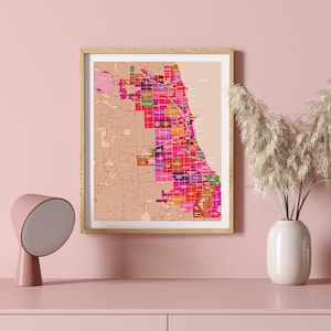 Plan de la ville de Chicago, carte du quartier de Chicago, impression de Chicago, affiche d'artiste de Chicago, décoration de Chicago, art de la chambre d'enfant de Chicago, art mural de Chicago