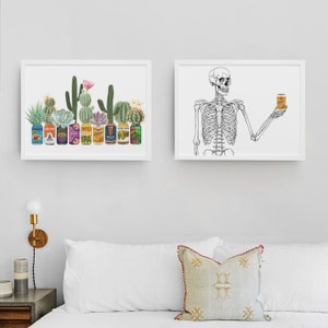 Beer Art, Goth Wall Art, skeleton wall art, skeleton print, hype beast decor, skeleton poster, goth house decor, skeleton artwork, Shiner