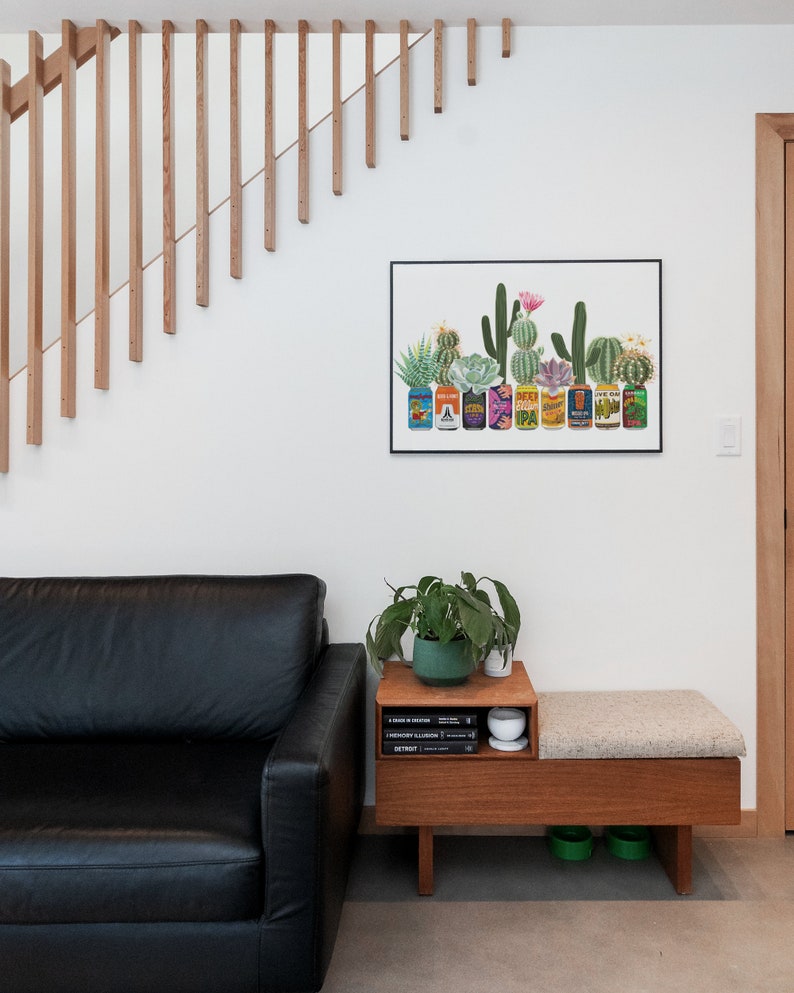 Texas Art, Texas Craft Beer Can Art Print with Cactus, Texas Art Print, Guy Apartment image 7