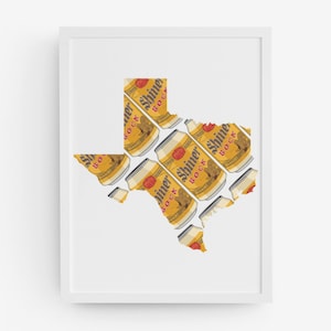 Plakat Texas Shiner Beer Art do wystroju wnętrz w stylu indie, wydruk artystyczny Texas, sztuka ścienna Texas
