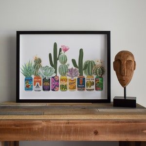 Texas Art, Texas Craft Beer Can Art Print with Cactus, Texas Art Print, Guy Apartment image 3