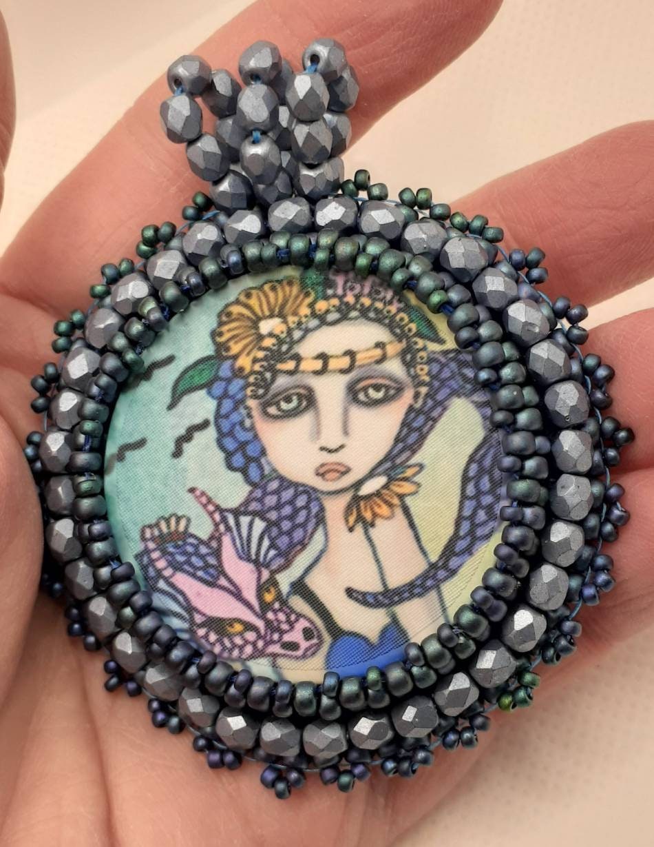 Bead Embroidery Pendant Dragon Pendant OOAK Artisan Jewelry Etsy