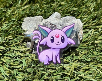 Espeon #196 Chibi Keychain 2" | Fan art | Cute Foodie Sticker | Laptop sticker | Vinyl waterproof sticker | Gift for Game lovers