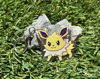 Jolteon #135 Chibi Keychain 2" | Fan art | Cute Foodie Sticker | Laptop sticker | Vinyl waterproof sticker | Gift for Game lovers