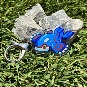 Kyogre #382 Chibi Keychain 2&quot; | Fan art | Cute Foodie Sticker | Laptop sticker | Vinyl waterproof sticker | Gift for Game lovers