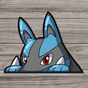 3&quot; Lucario Peeker sticker | Fan art | Cute Foodie Sticker | Laptop sticker | Vinyl waterproof sticker | Gift for Game lovers