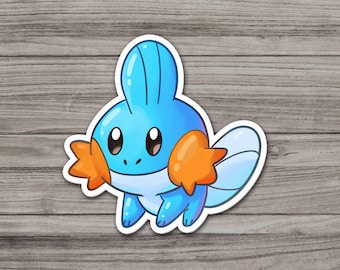 Mudkip Chibi sticker | Fan art | Cute Foodie Sticker | Laptop sticker | Vinyl waterproof sticker | Gift for Game lovers