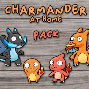 Charmander from home Pack | Fan art | INDOOR USE ONLY | Laptop sticker | Vinyl waterproof sticker | Gift for Game lovers