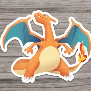 Charizard sticker | Fan art | Cute Foodie Sticker | Laptop sticker | Vinyl waterproof sticker | Gift for Game lovers