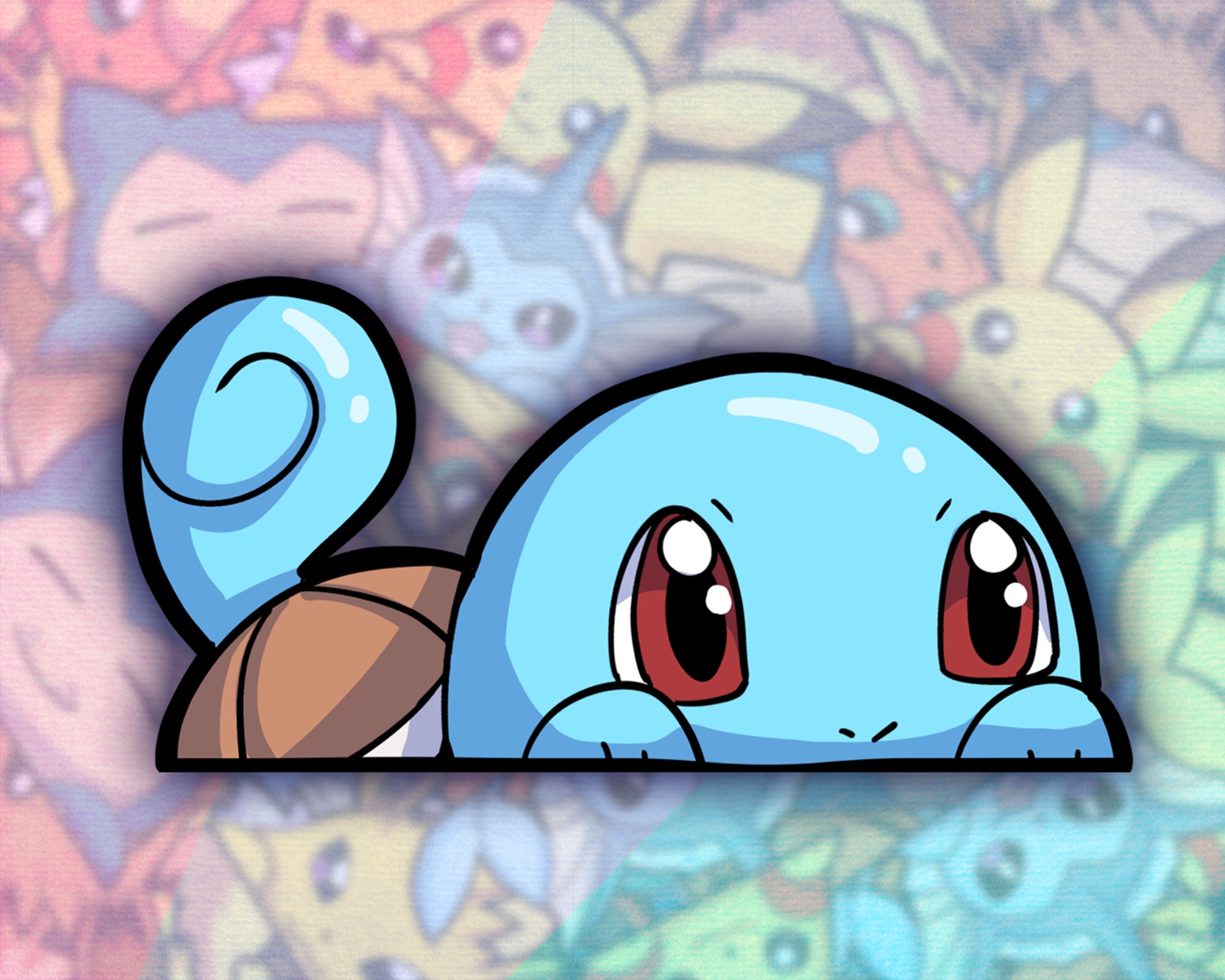 Squirtle Pokemon Glasses Peeker sticker/Decal x2 - 6 in high