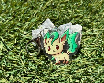 Leafeon #470 Chibi Keychain 2" | Fan art | Cute Foodie Sticker | Laptop sticker | Vinyl waterproof sticker | Gift for Game lovers