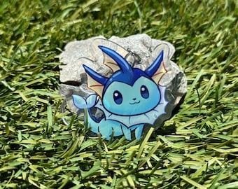 Vaporeon #134 Chibi Keychain 2" | Fan art | Cute Foodie Sticker | Laptop sticker | Vinyl waterproof sticker | Gift for Game lovers