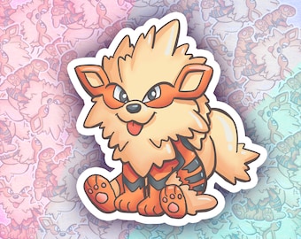 Arcanine Chibi sticker | Fan art | Cute Foodie Sticker | Laptop sticker | Vinyl waterproof sticker | Gift for Game lovers
