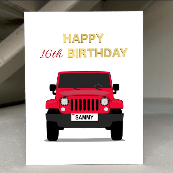 16th Birthday Card, Teen Daughter or Son, 16 Year Old Girl, Custom Car Card