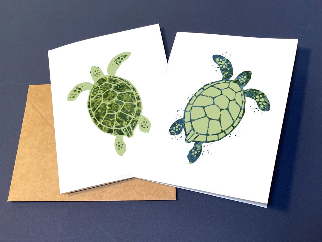 Sea Turtle Art Notecard Set Turtle Stationery Etsy