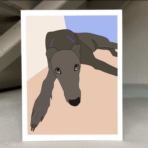 Modern Dog Art Card, Greyhound Lover Gift, Note Cards Set