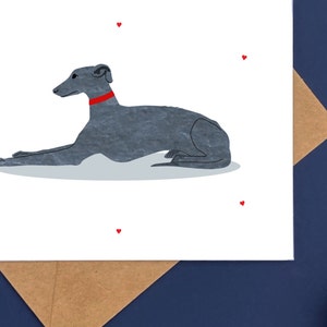 Greyhound Card, Blue Greyhound Silhouette Note Cards, Reclining Dog Art