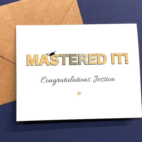 Masters Degree Graduation Card, Personalized Mastered It Card