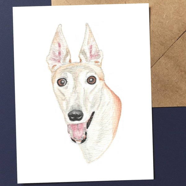 Greyhound Art Card, Watercolor Painting Dog Print