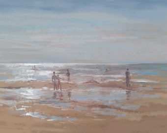 Northern sea Original art pastel drawing seascape art soft pastel art Beach art Coast art Tonalist sketch