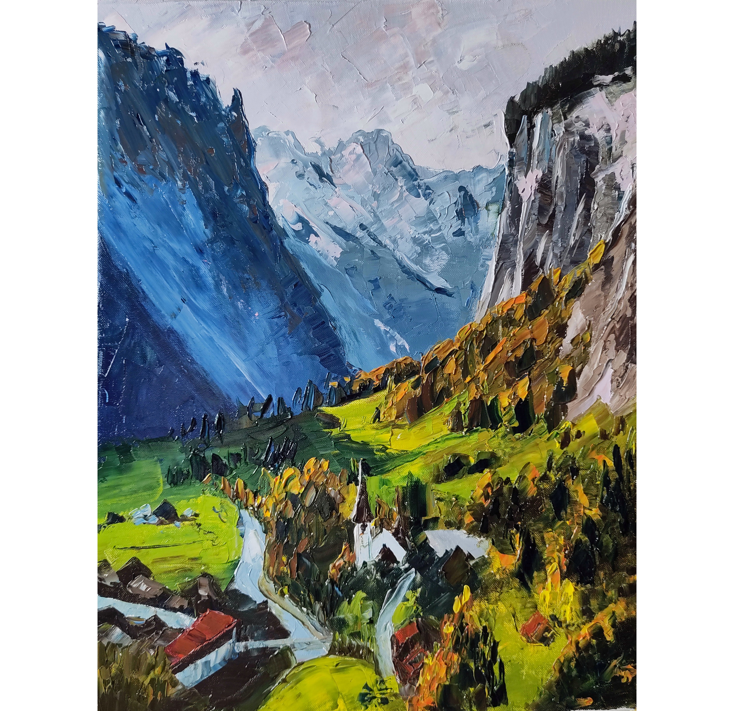 Swiss alps oil painting - Etsy 日本